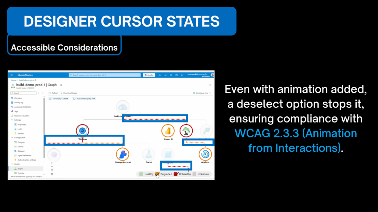 Accessibility review confirming Azure Health Models design components met baseline WCAG criteria